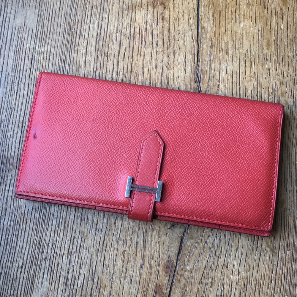 Hermès Bearn Long Wallet Classic Red Leather